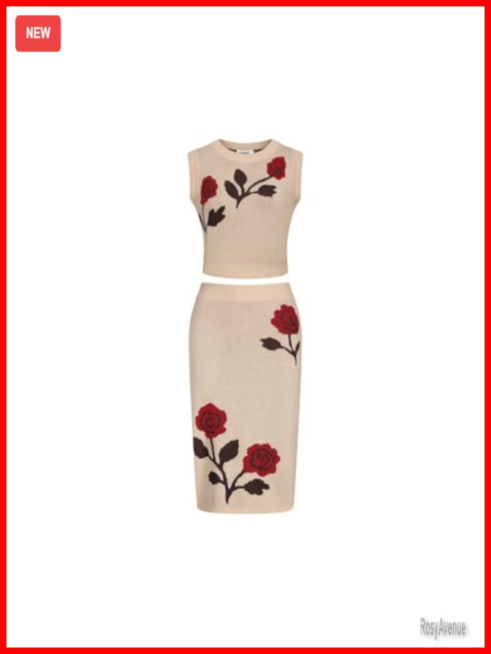 100% Cotton Knitted Vest Skirt Set Retro 2 Piece Summer Outfit